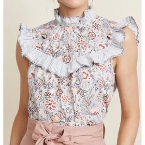 Rebecca Taylor Multicolor Floral Ruffle Blouse